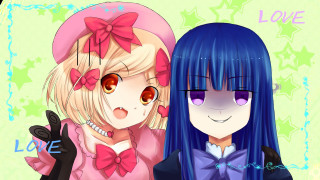 Anime girls bluehair pinkbows mangadrawing - a cell phone free wallpaper