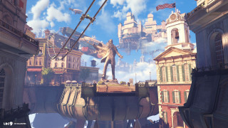 Man standing building flag flagpole - classical realism free wallpaper