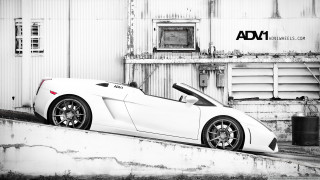 White sports car concrete ledge - ambient occlusion free wallpaper for desktop