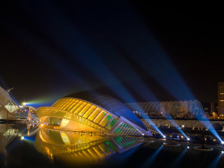 Building lights water reflection night - ding guanpeng free wallpaper