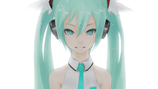 Girl green hair headphones tie - white wing free wallpaper