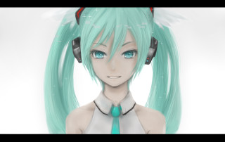 Girl green hair headphones smiling - a smile free wallpaper