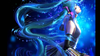 Aqua hair blue dress staircase - a stair case free wallpaper