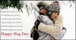 Man woman hugging snow happy - the snow free wallpaper