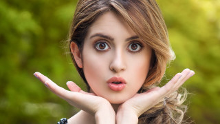 Woman hands face surprised expression - art free wallpaper