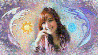 Red haired woman dragon sun - photoshop free wallpaper