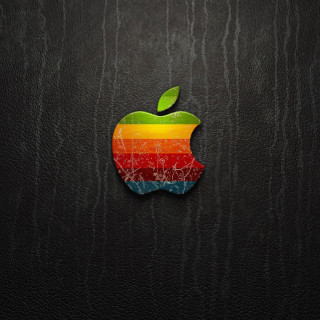 Apple logo black leather rainbow - abstract art free wallpaper