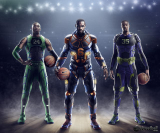 Three basketball players stadium uniforms - basketball free wallpaper