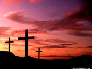 Three crosses hill sunset clouds - gothic free wallpaper for desktop