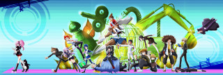 Animated characters blue background pink - animated character free wallpaper