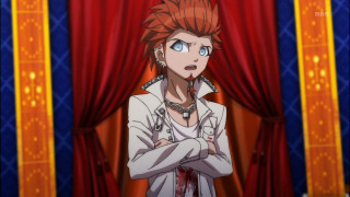 Red haired glasses man crossed - a red curtain free wallpaper