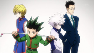 Anime characters swords group posing - official art free wallpaper for desktop