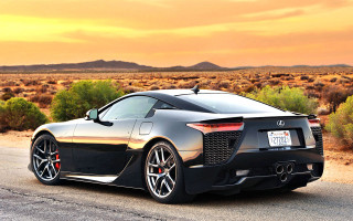 Black sports car desert sunset 2 - luxury free wallpaper