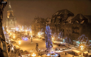 City street christmas lights snow - christmas free wallpaper