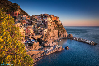 Small village cliff water sunset - sunset time free wallpaper