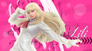 Blonde girl bowtie pink background - a picture free wallpaper for desktop