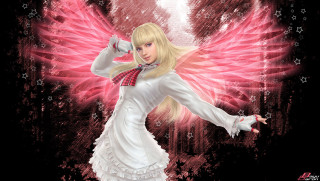 Blonde girl white dress pink 2 - a picture free wallpaper for desktop
