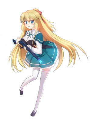 Girl blonde hair blue dress 3 - a sword free wallpaper