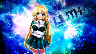 Anime girl blonde hair starry - a black top free wallpaper