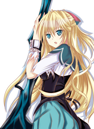 Anime girl blonde hair sword - a black hat free wallpaper