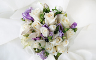 Bouquet white purple flowers cloth - constance copeman free wallpaper