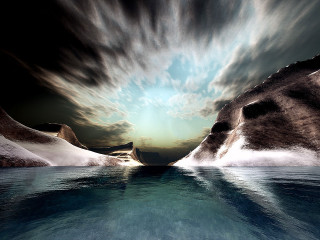 Mountain lake sky background clouds - a sun free wallpaper
