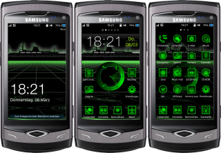 Three cell phones green screens - the screen free wallpaper