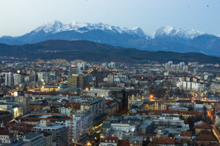 City mountains night lights snow 2 - the distance free wallpaper