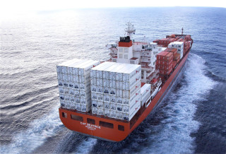 Cargo ship containers ocean water - lyco art free wallpaper