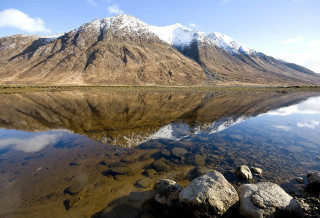 Mountain range reflection still lake 8 - a still lake free wallpaper