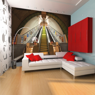 White couch livingroom subway painting - under free wallpaper
