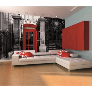 Living room couch red phone - modern european ink painting free wallpaper