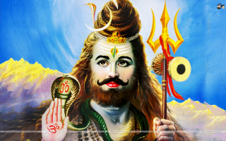 Man beard snake staff fire - a painting of a man free wallpaper