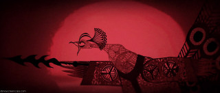Red background rooster dragon drawing - back free wallpaper