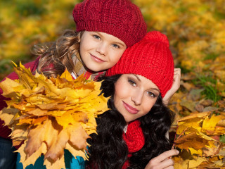 Girls posing tree leaves hands - daphne mcclure free wallpaper