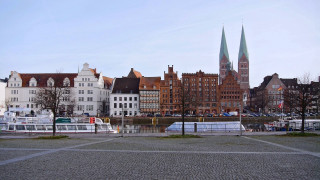 City tall buildings river clock - panoramic view free wallpaper