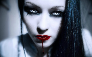 Gothic woman blood redlipstick blackeyes - red lipstick free wallpaper