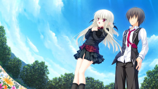 Anime characters field flowers trees - a field of flowers and trees free wallpaper