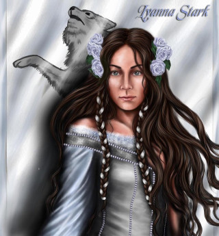 Woman long hair wolf head - a digital painting style free wallpaper
