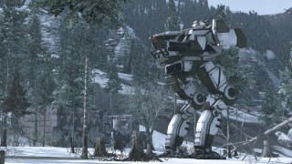 Giant robot forest snow mountains - a giant robot free wallpaper