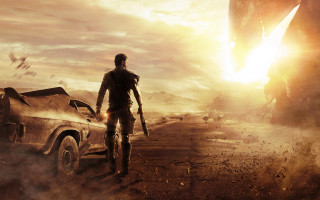 Man car desert dinosaur background - apocalyptic free wallpaper