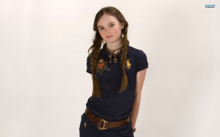 Girl blue shirt skirt brown - her waist free wallpaper