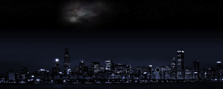 City skyline night bright light - a matte painting free wallpaper