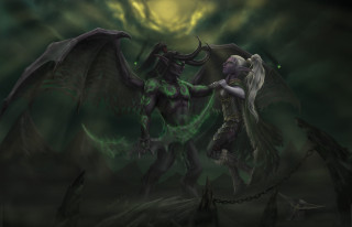 Demonic creatures forest night glow - glowing free wallpaper
