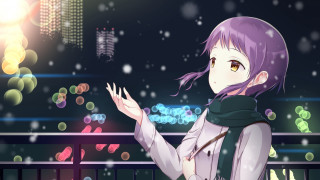 Girl white shirt scarf window - graffiti free wallpaper