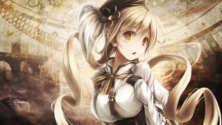 Anime girl blonde long hair - a clock free wallpaper