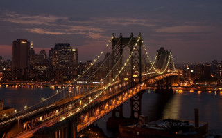 Bridge night water lights city 3 - a city in the background free wallpaper