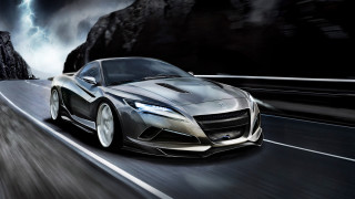 Silver sports car mountain lightning - lightning free wallpaper