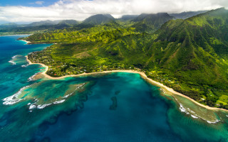 Tropical island lagoon beach mountain - a tropical island free wallpaper