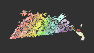 Rainbow people line bird top - adam rex free wallpaper